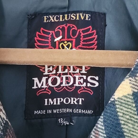 Elli Vintage Retro Yellow Green Plaid Wool Coat Jacket Made In Germany M - Picture 3 of 8